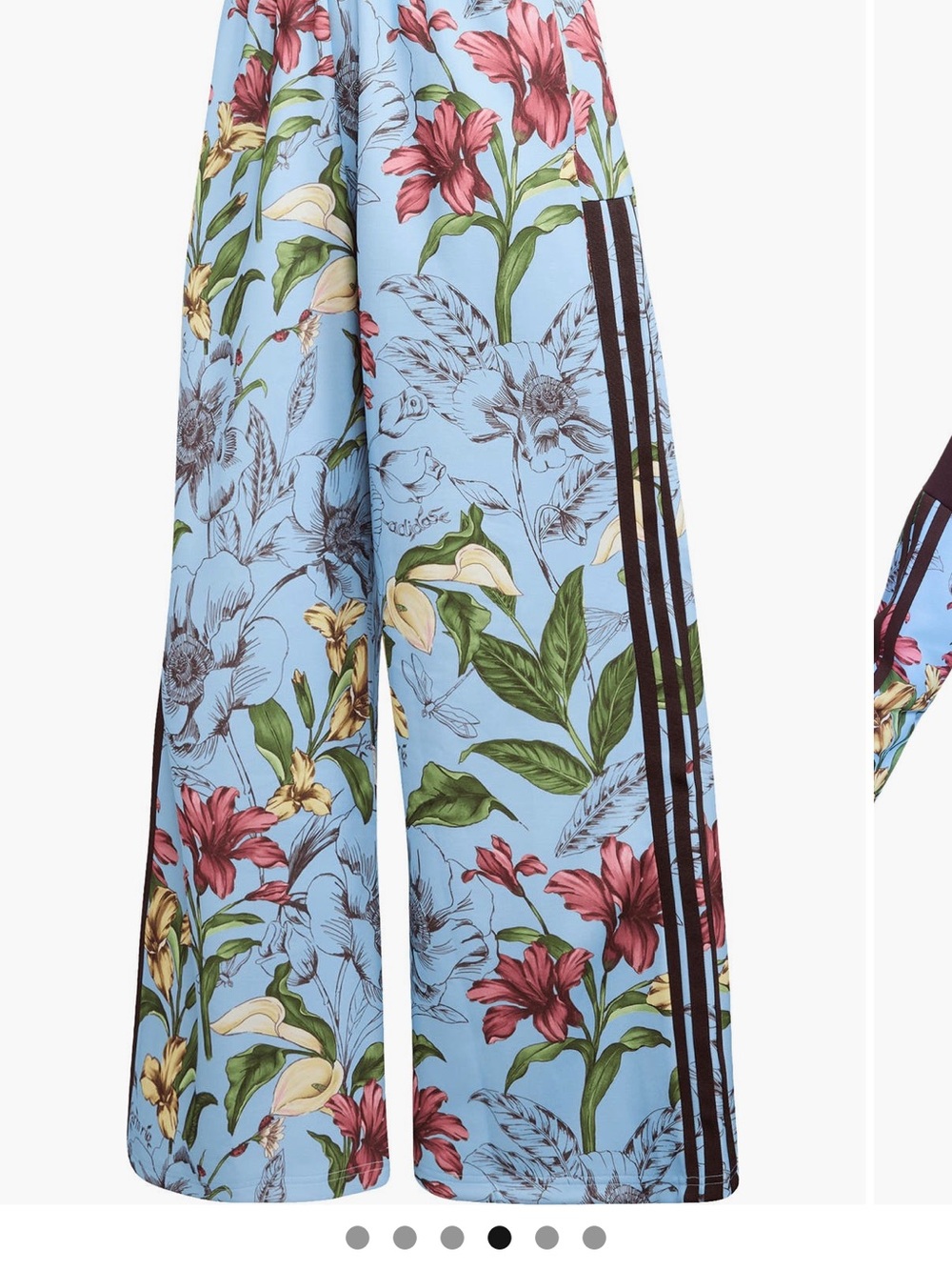 Adidas x Farm Rio. Wide-Leg Track Pants in Sky Blue - Picture 3 of 4